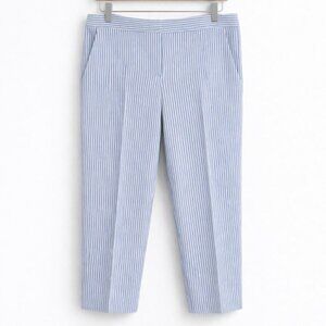 Talbots Linen Blend Slim Leg Crop Pants Sunset Stripe 12P Coastal Petite Summer